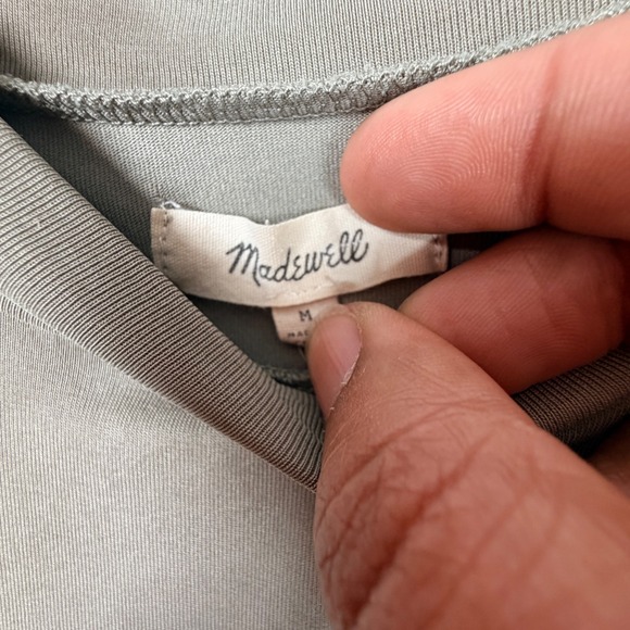 Madewell Sleeveless Mock Neck Mini Dress Size M Taupe Modal Blend A-Line - Picture 3 of 9